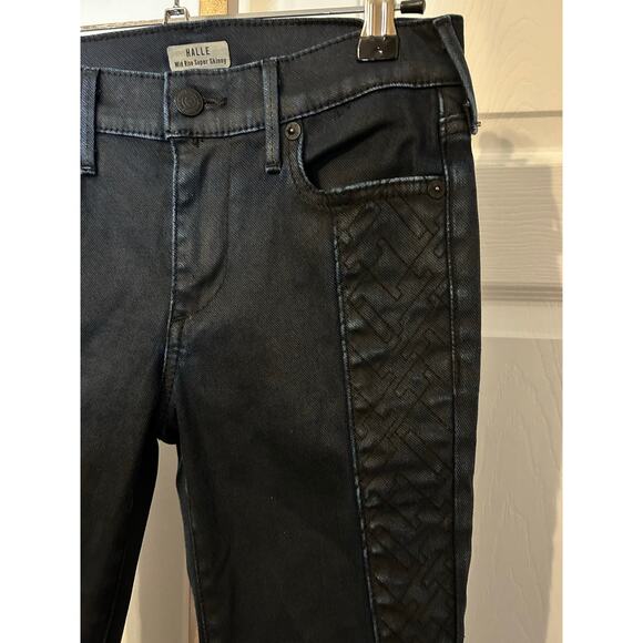 True Religion Halle Mid Rise Super Skinny, Coated Night, Size 26 - Picture 5 of 7